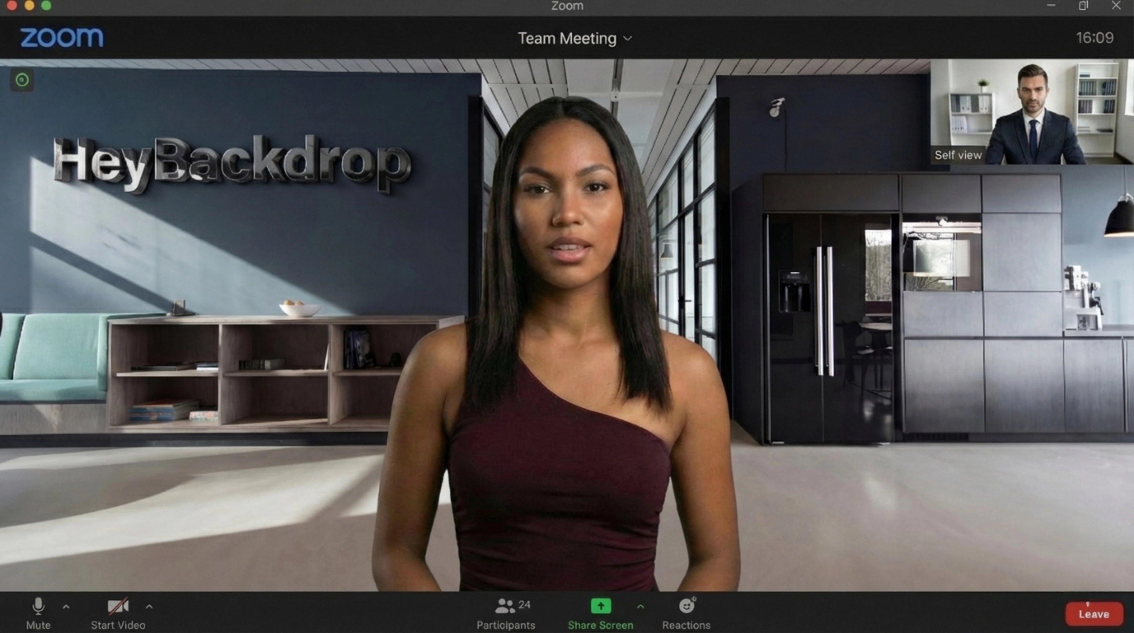 Professional office with corporate logo