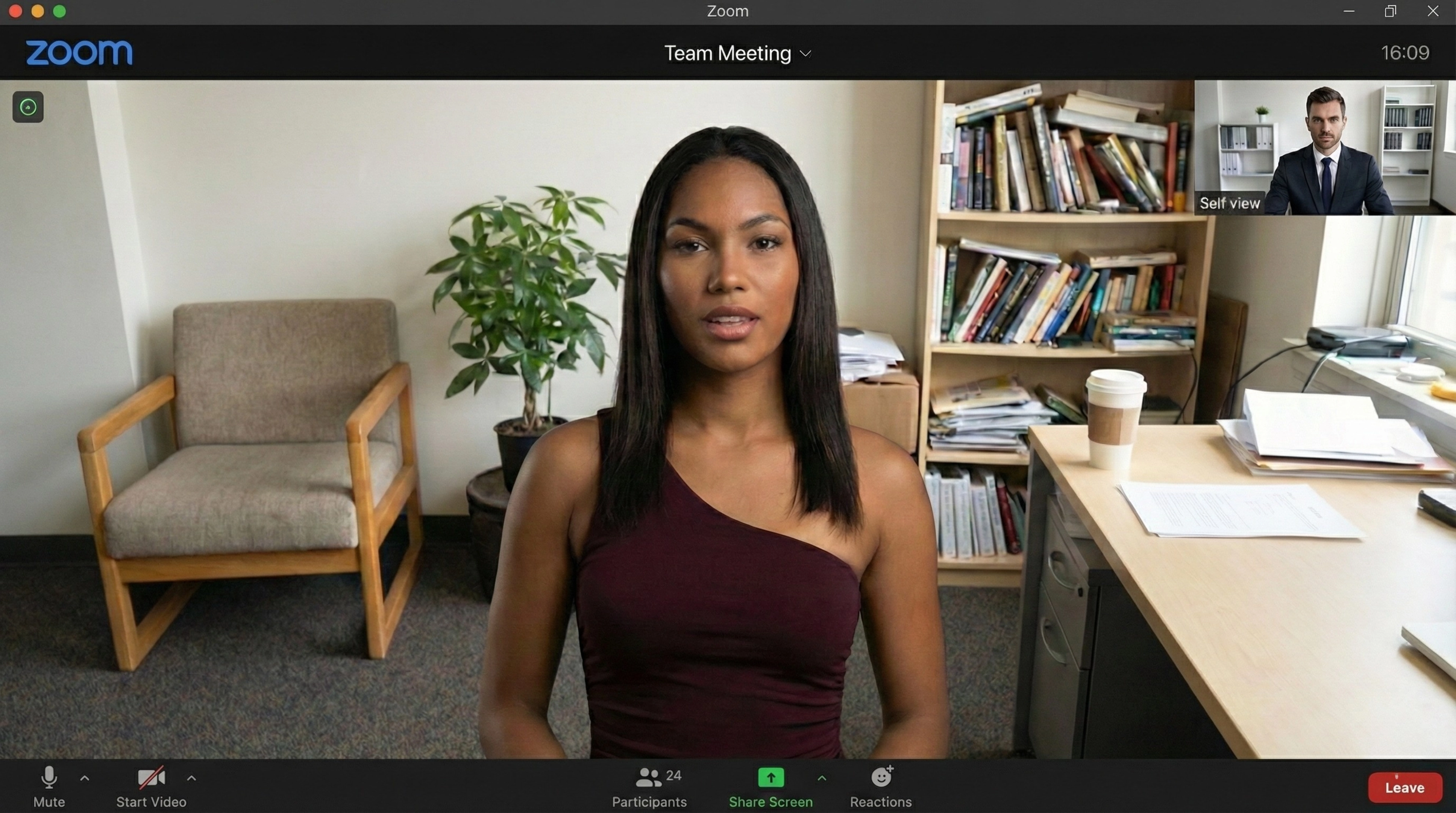 Messy home office with clutter